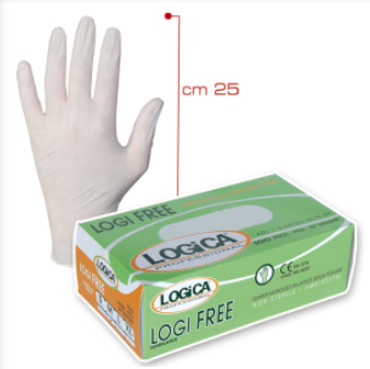 Guanto LOGICA LOGIFREE monouso in lattice senza polvere colore bianco confezione da 100 pz.